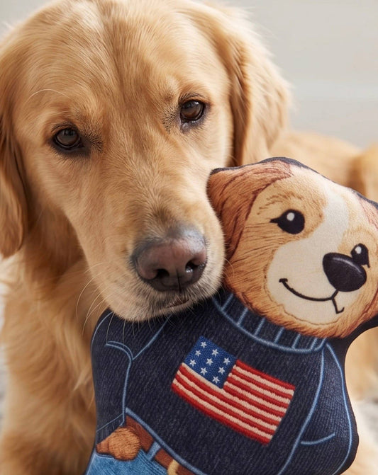 Ruff Lauren Teddy Dog | Plush Squeaker Dog Toy