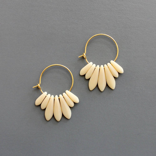ISLE02 Mini matte cream colored hoop earrings - Front & Company: Gift Store