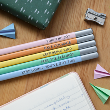 Load image into Gallery viewer, Set Of Five Daily Reminder Positive Pencils
