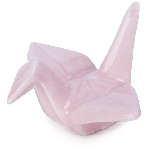 Origami Crane Porcelain Chopsticks Rest 2"L Pink