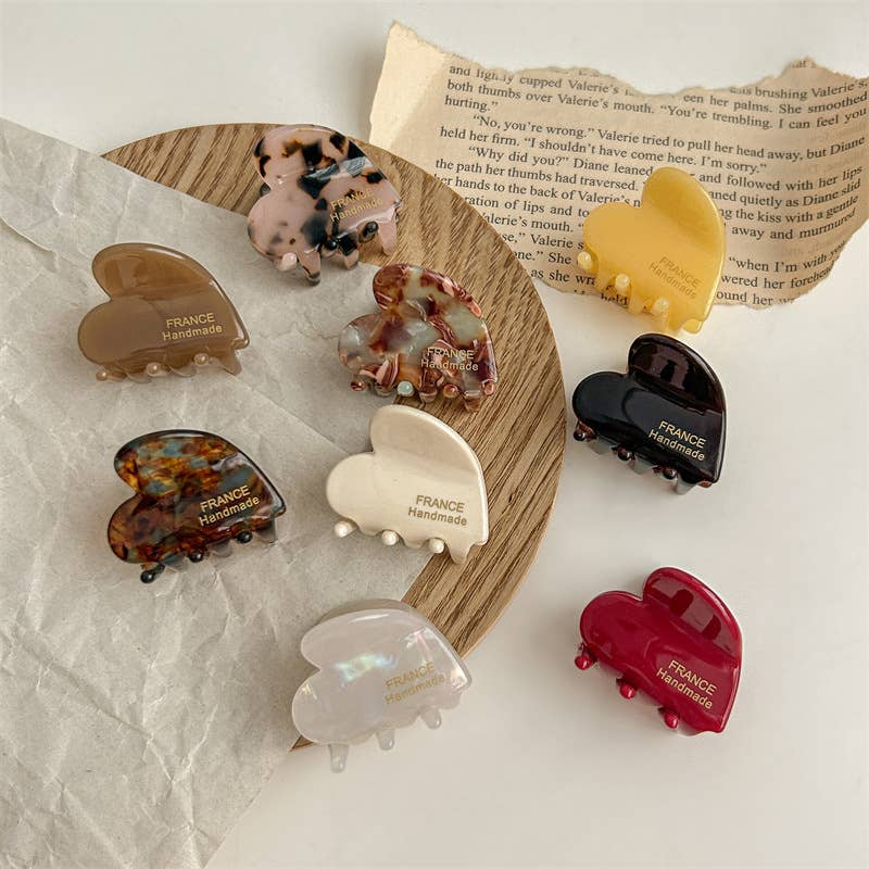 Chic Heart-Shaped Small Acetate Hair Claw Clips
