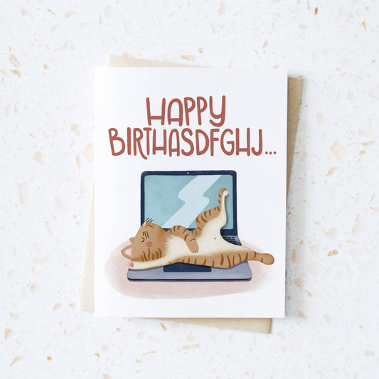 Tabby Cat Sleepy Birthday Greeting Card