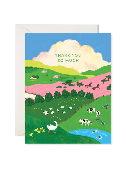 Farmland Thank You Card – Scenic Landscape Greeting Card