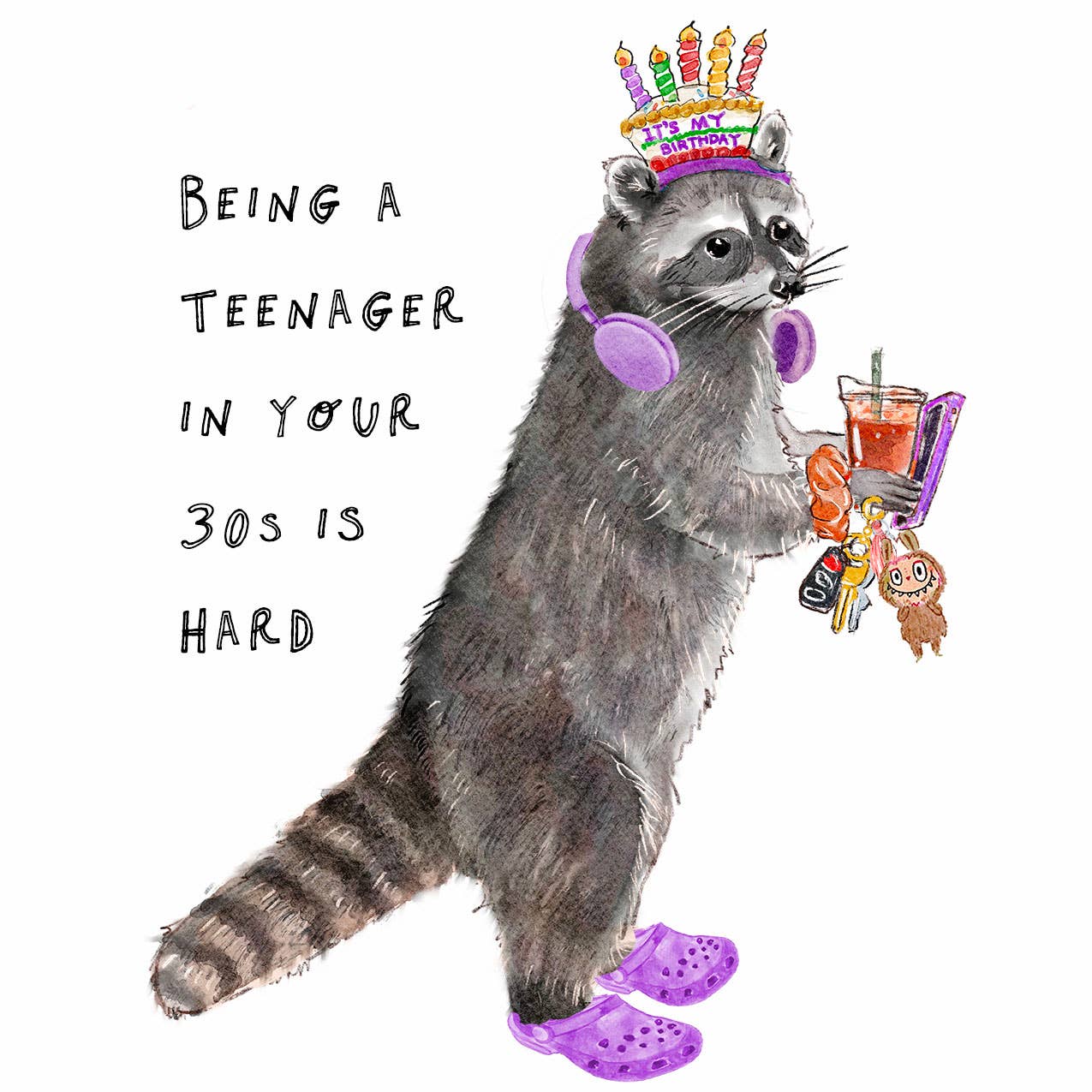 Teenager Adult Raccoon - Funny Birthday Card