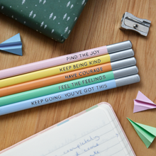 Load image into Gallery viewer, Set Of Five Daily Reminder Positive Pencils
