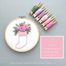 Load image into Gallery viewer, Hand Embroidery Kit  - Pink Christmas Stocking
