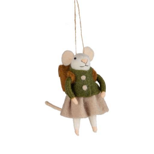 A13780:2 Asst'd felt hiker mice orns green & beige 4.5 in