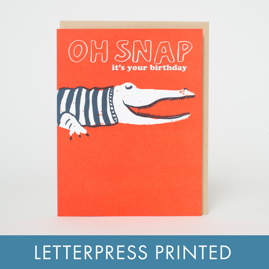 Crocodile Birthday Letterpress Greeting Card by Egg Press