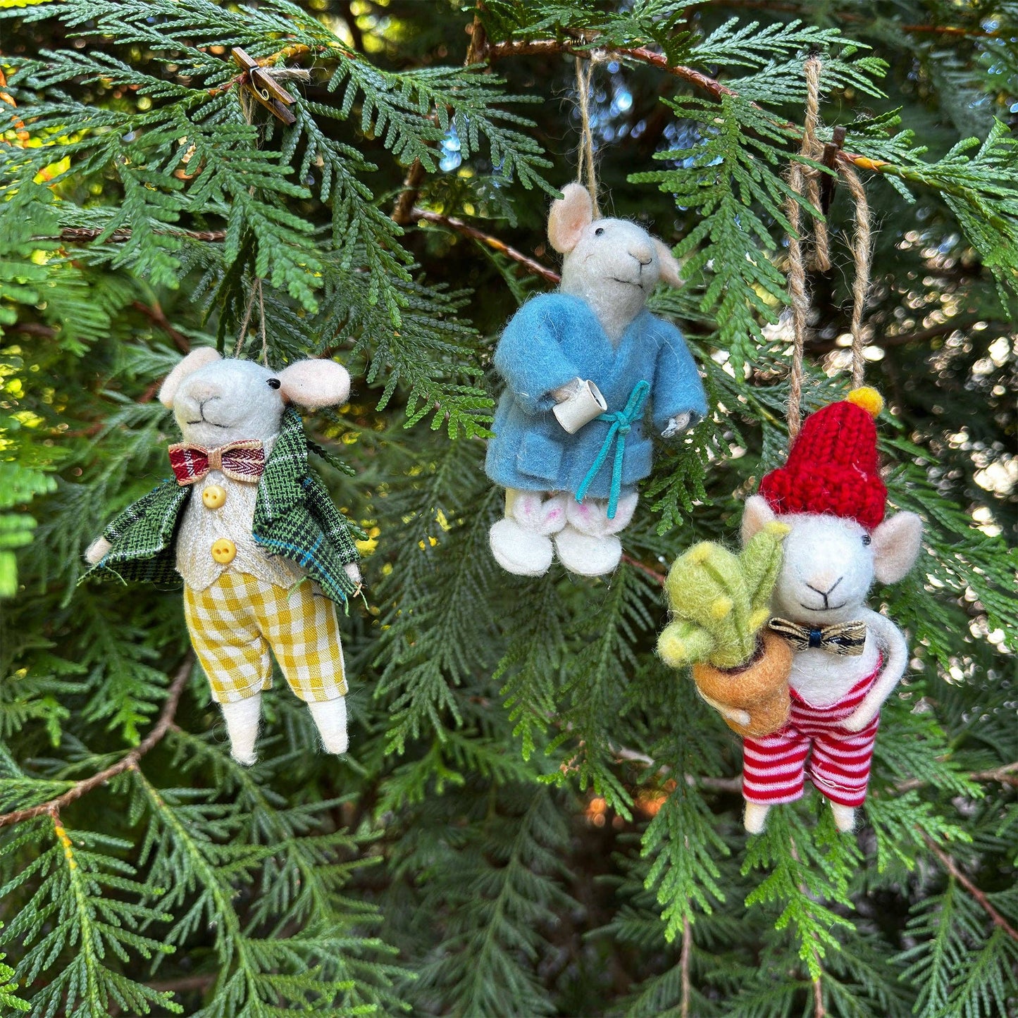 Felt City Mice Ornaments - Assorted Set of 6