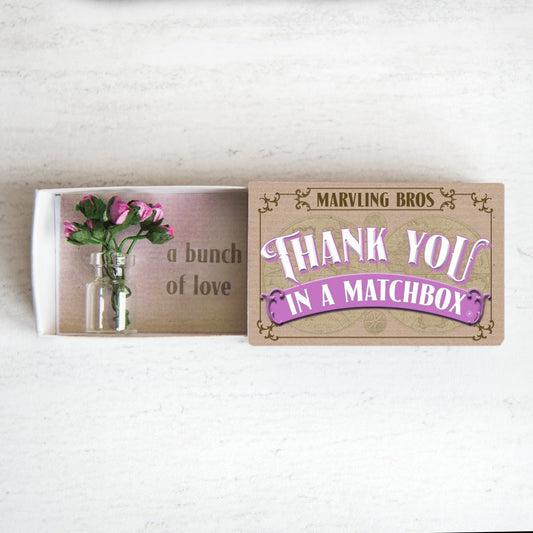Thank You Bunch of Roses in A Vase in A Matchbox