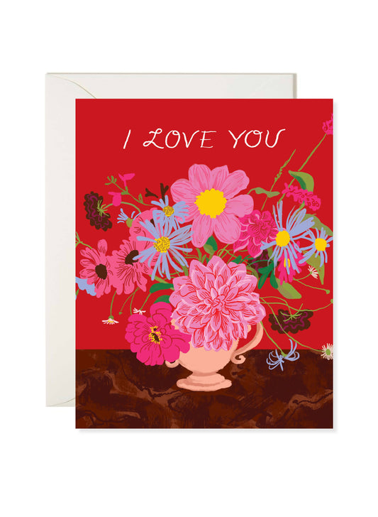 I Love You Dahlia Greeting Card - Valentine's Card