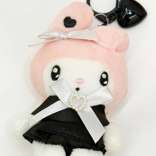 New Limited- Sanrio Black Heart Ribbon Plush Keyring