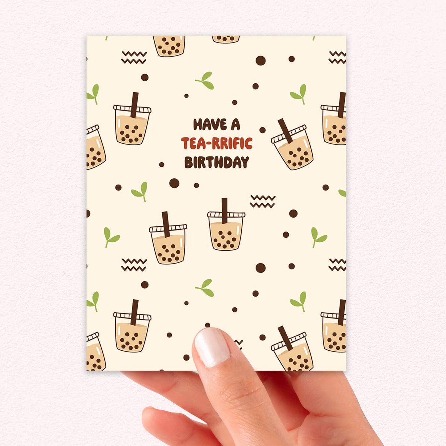 Tea-rrific Milk Tea Cute Birthday Card | Bubble Tapioca Pearl Greetings