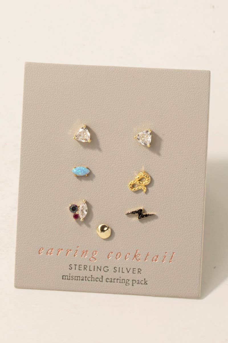 Sterling Silver Mixed Mini Stud Earrings Set