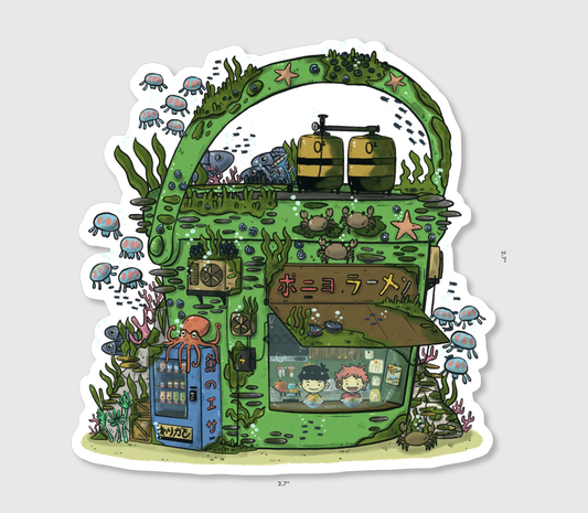 Ponyo Bucket Ramen Shop Vinyl Sticker