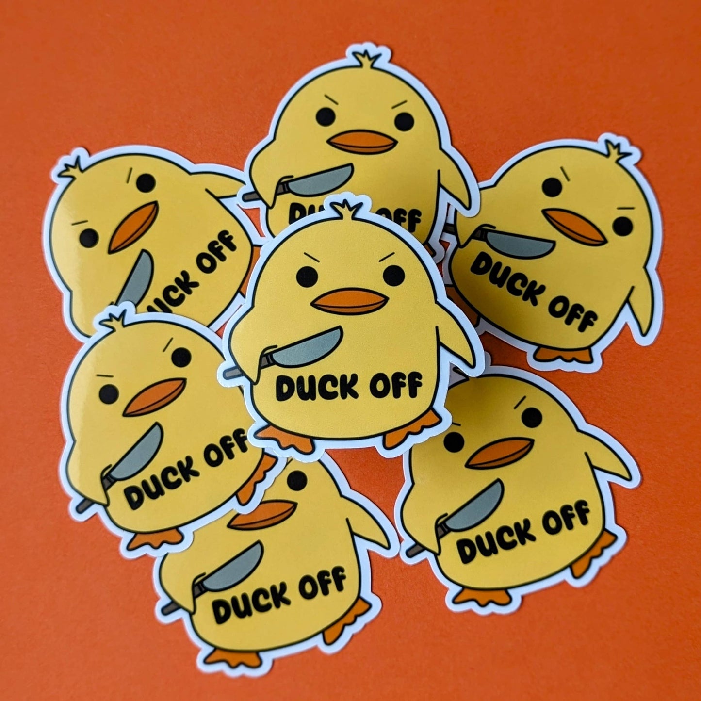Duck off vinyl sticker, funny animal sarcastic merch