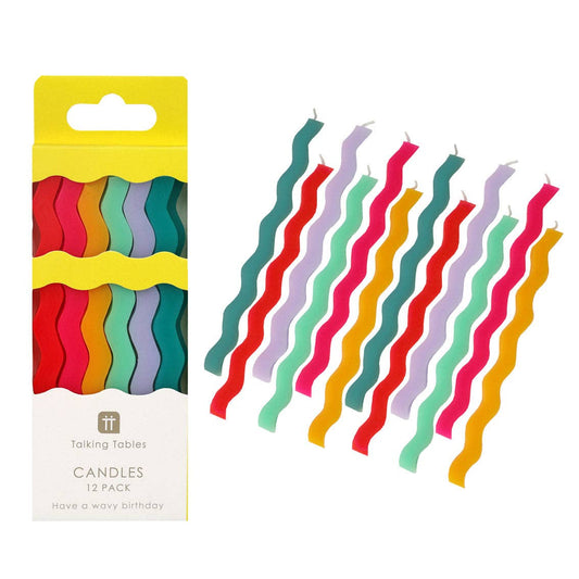 Wavy Tall Birthday Candle - 12 Pack | Cake Candles |