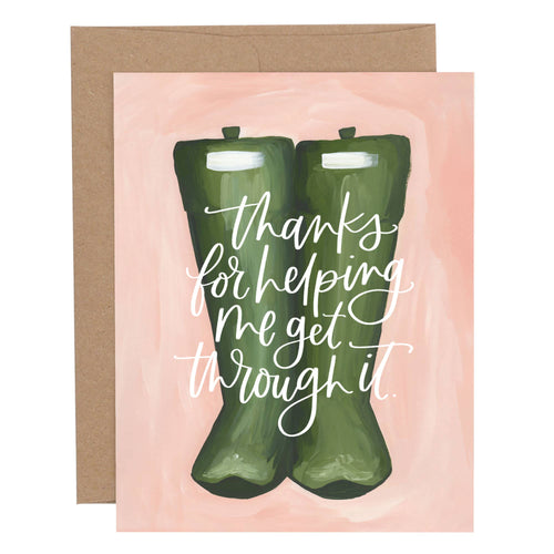 Helping Me Rain Boots Thank You Greeting Card - Front & Company: Gift Store