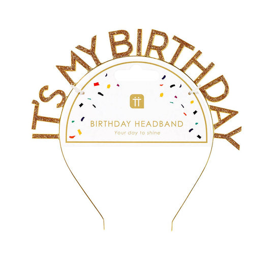 Gold Enamel "Happy Birthday" Headband | Birthday Accessory |