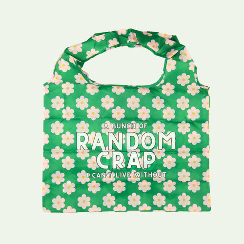 A Bunch Of Random Crap - Pink Flower Reusable Nylon Tote Bag - Front & Company: Gift Store