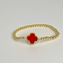 Load image into Gallery viewer, Beaded Clover Bracelet Red
