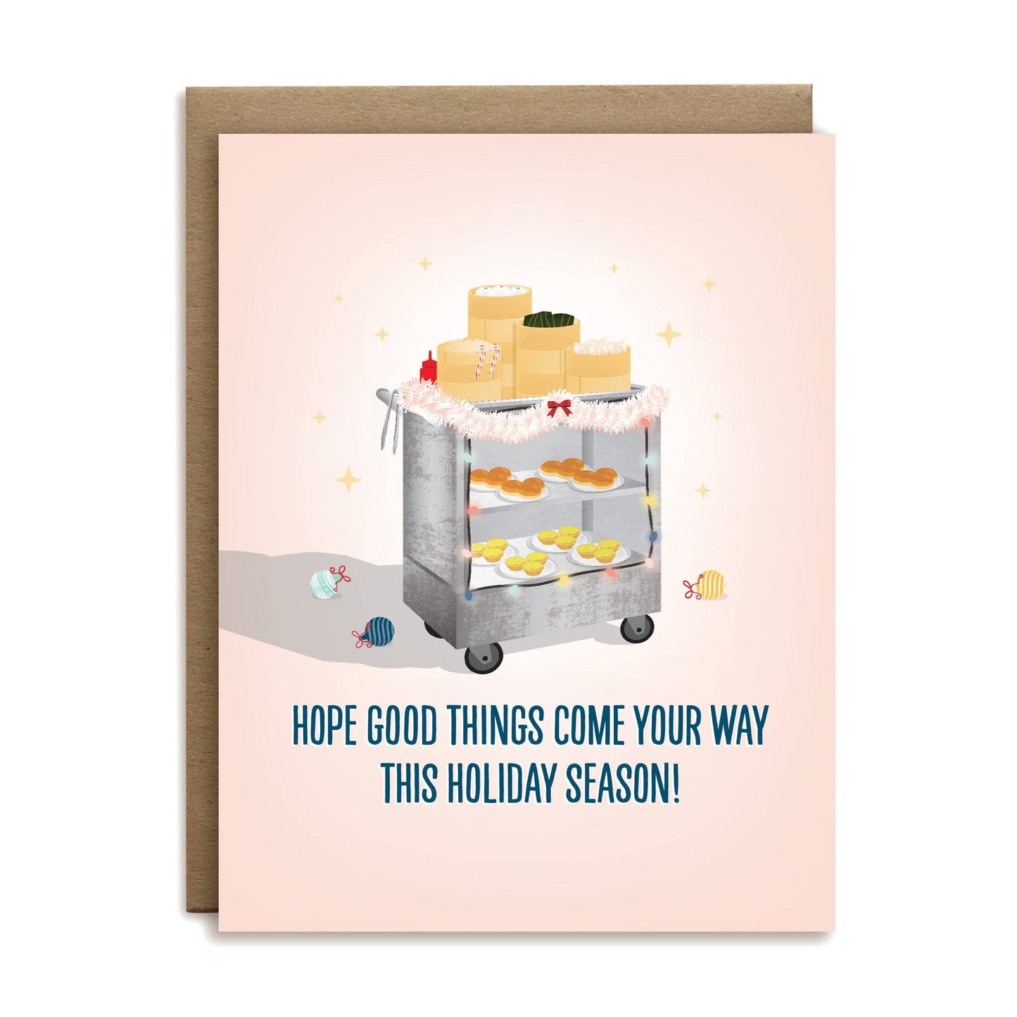 Good things come your way dim sum cart greeting card
