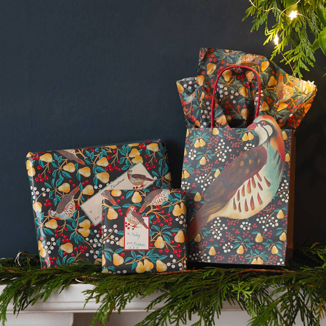 Partridge & Pear Tissue Paper - 4 Sheets | Christmas Wrap |