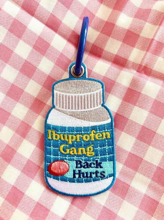 Ibuprofen Gang Embroidered Keychain