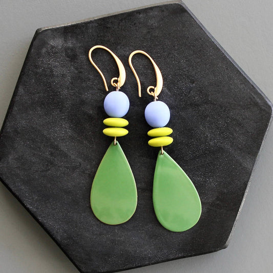 KYLE52 periwinkle gass and enameled earrings