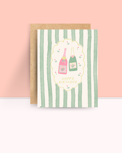 Green Stripes Birthday Card - Front & Company: Gift Store