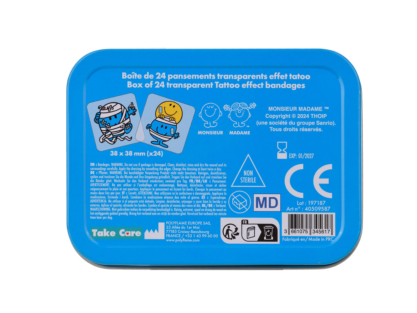 Monsieur Madame - Metal box of 24 bandages