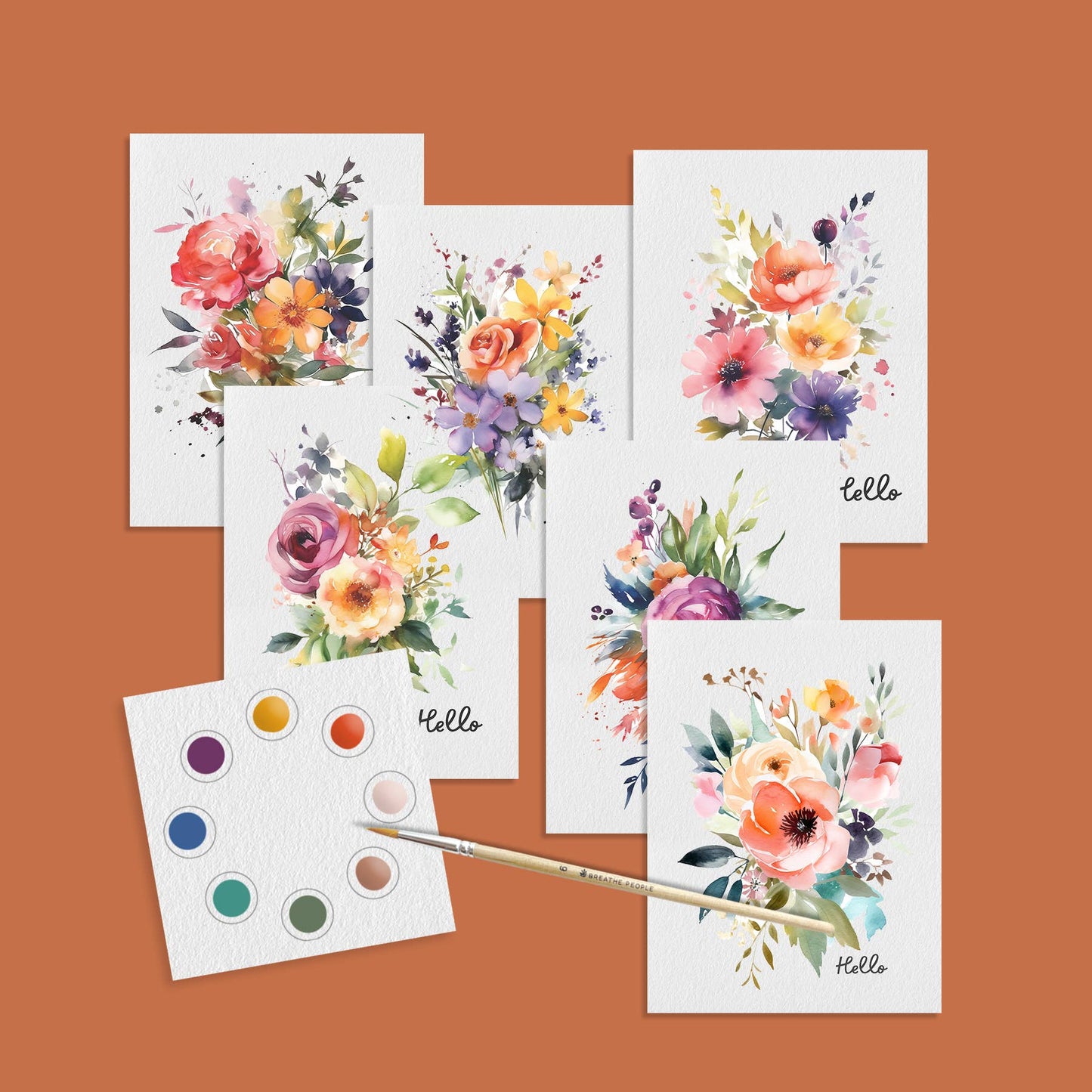 All in One Watercolor Paint Set / Postcard Kit: Botanicals