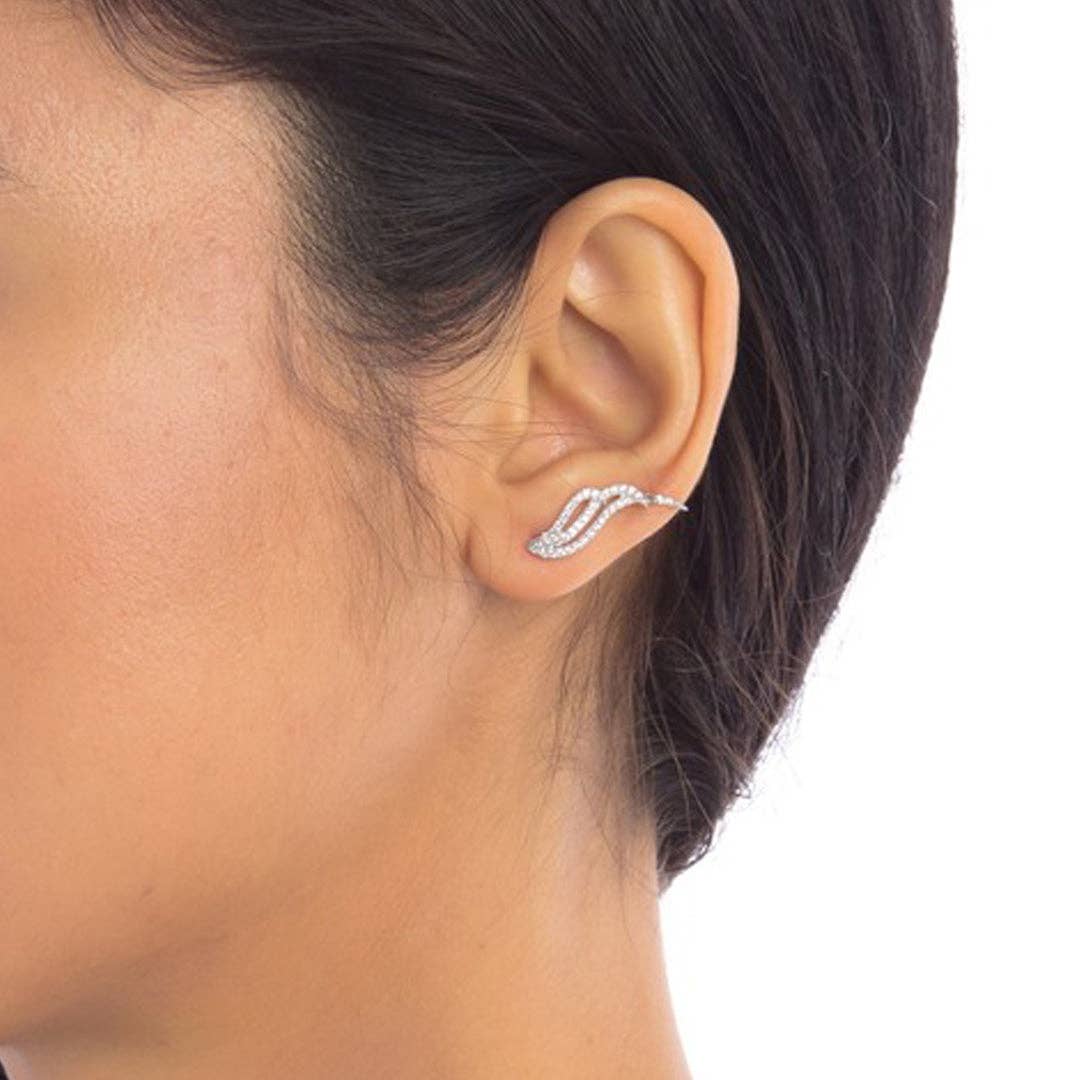 Wing Climber Earrings silver