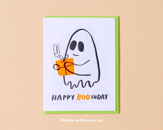 Happy Boo-thday Ghost Halloween Birthday Card- Made in USA