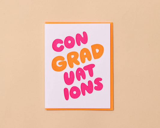 Letterpress Graduation Card - ConGRADuations (Congrats, Fun)