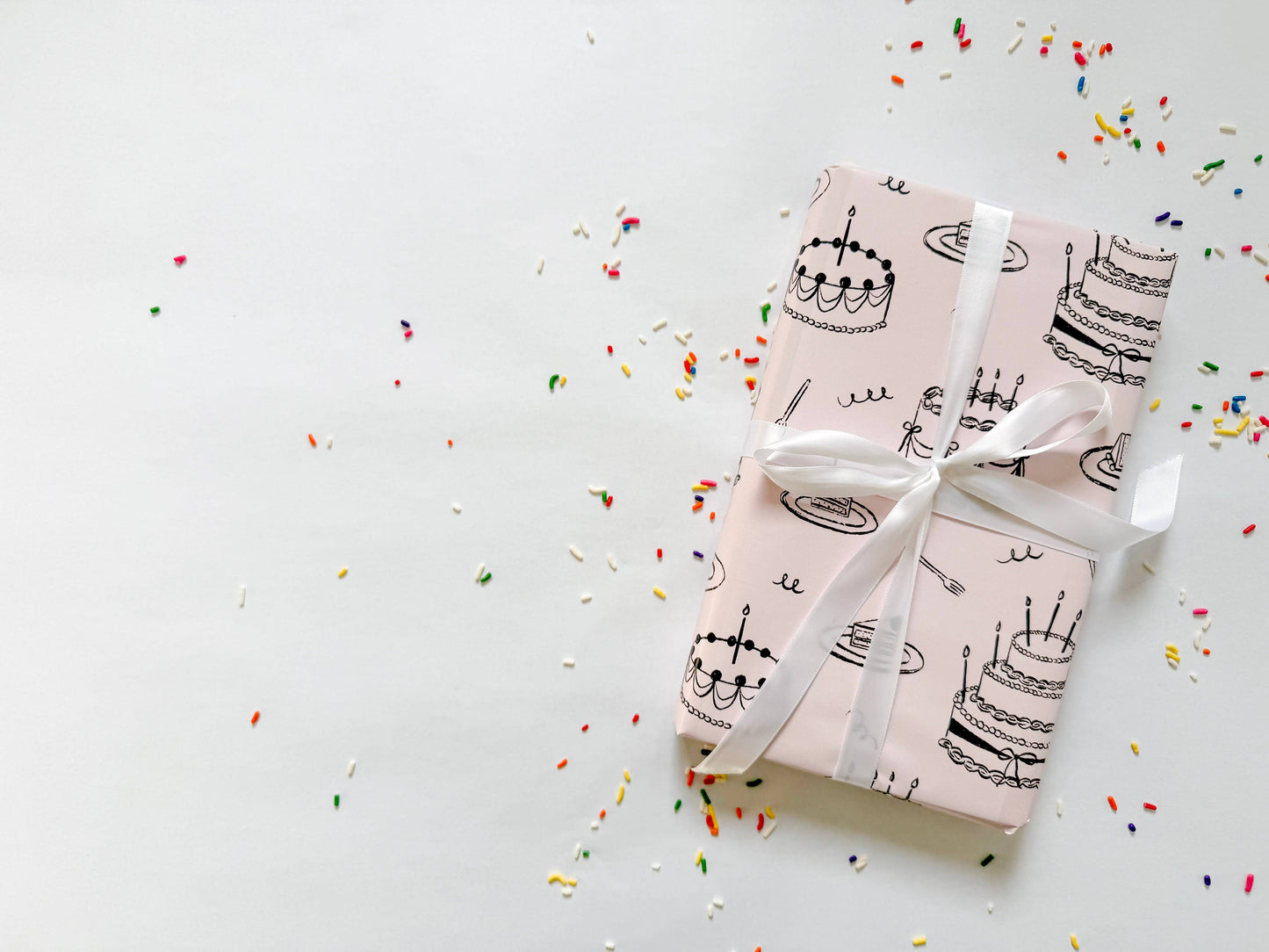 Vintage Birthday Cake Gift Wrap | Continuous Wrapping Paper Roll for Celebration