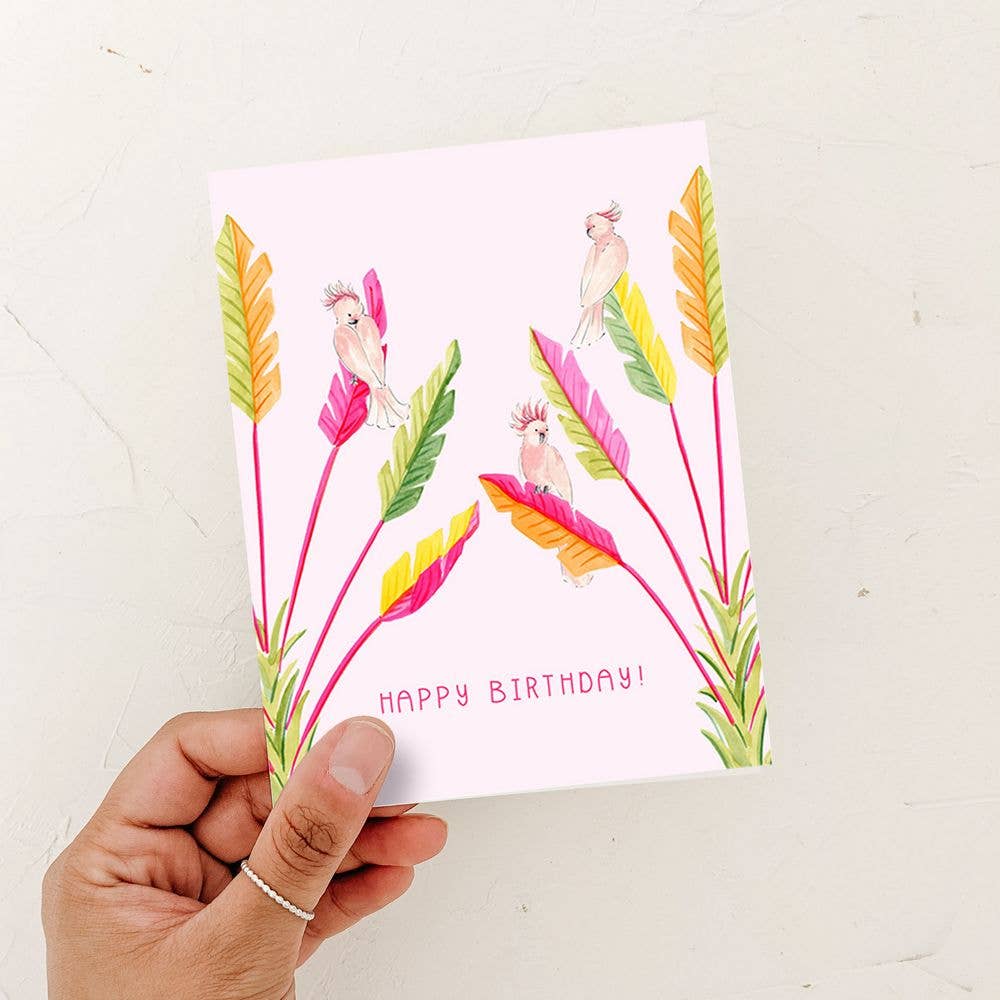 Pink Cockatoo Birthday Card