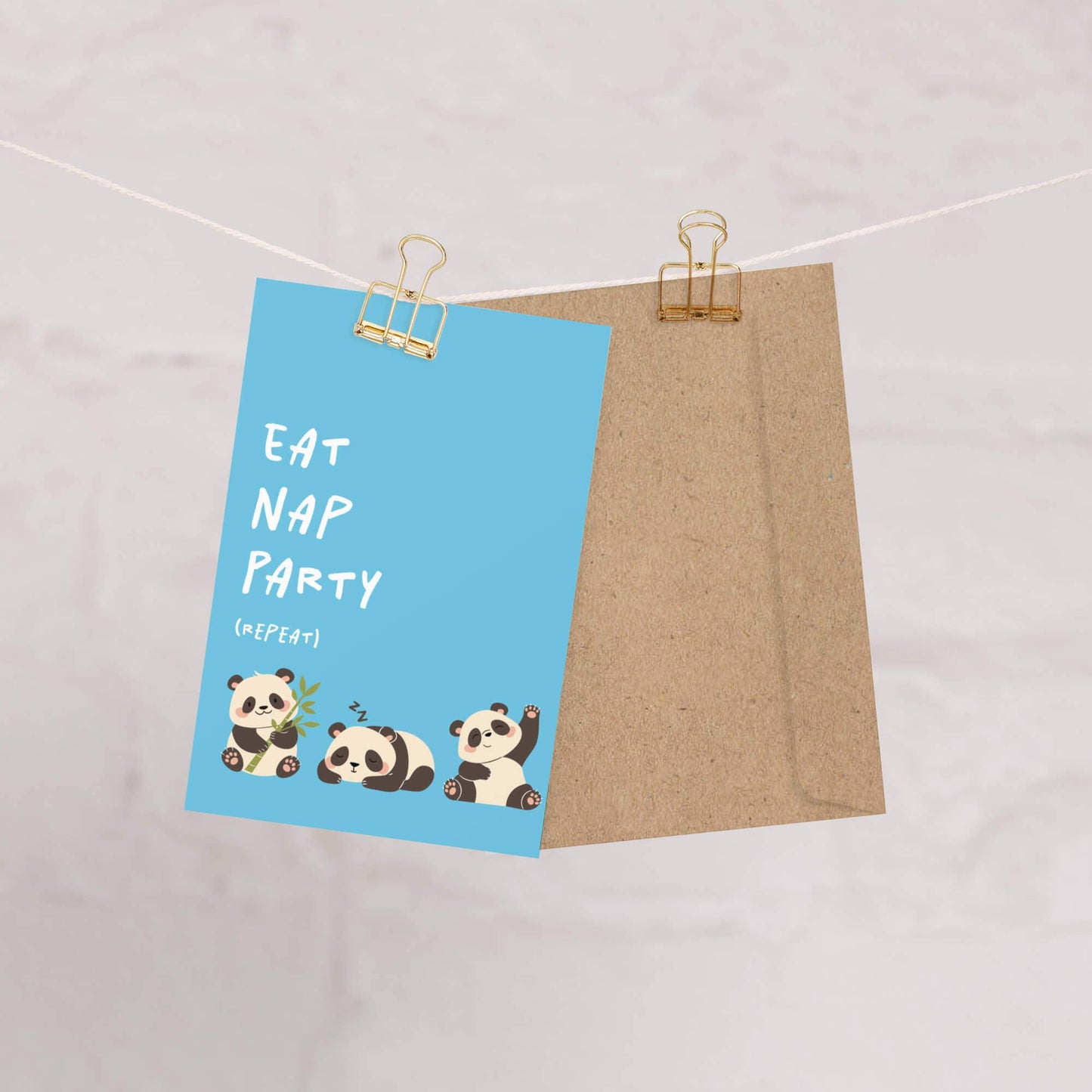 Eat Nap Party Birthday Card | Funny Aesthetic Chinese Panda Greeting Cards