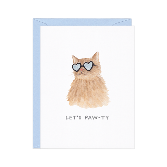 Let's Paw-ty Cat - Animal Pun Birthday Card