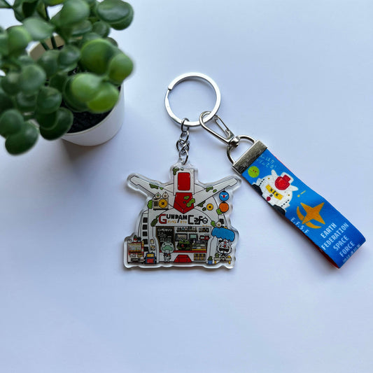 Gundam Cafe Keychain W/ Lanyard