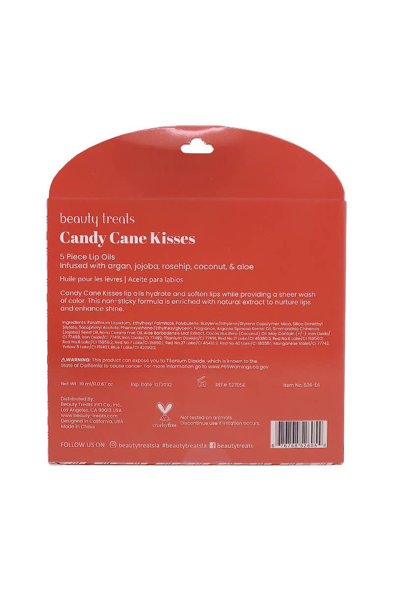 Beauty Treats 526-D1 Candy Cane Kisses 5pc Lip Oil Set