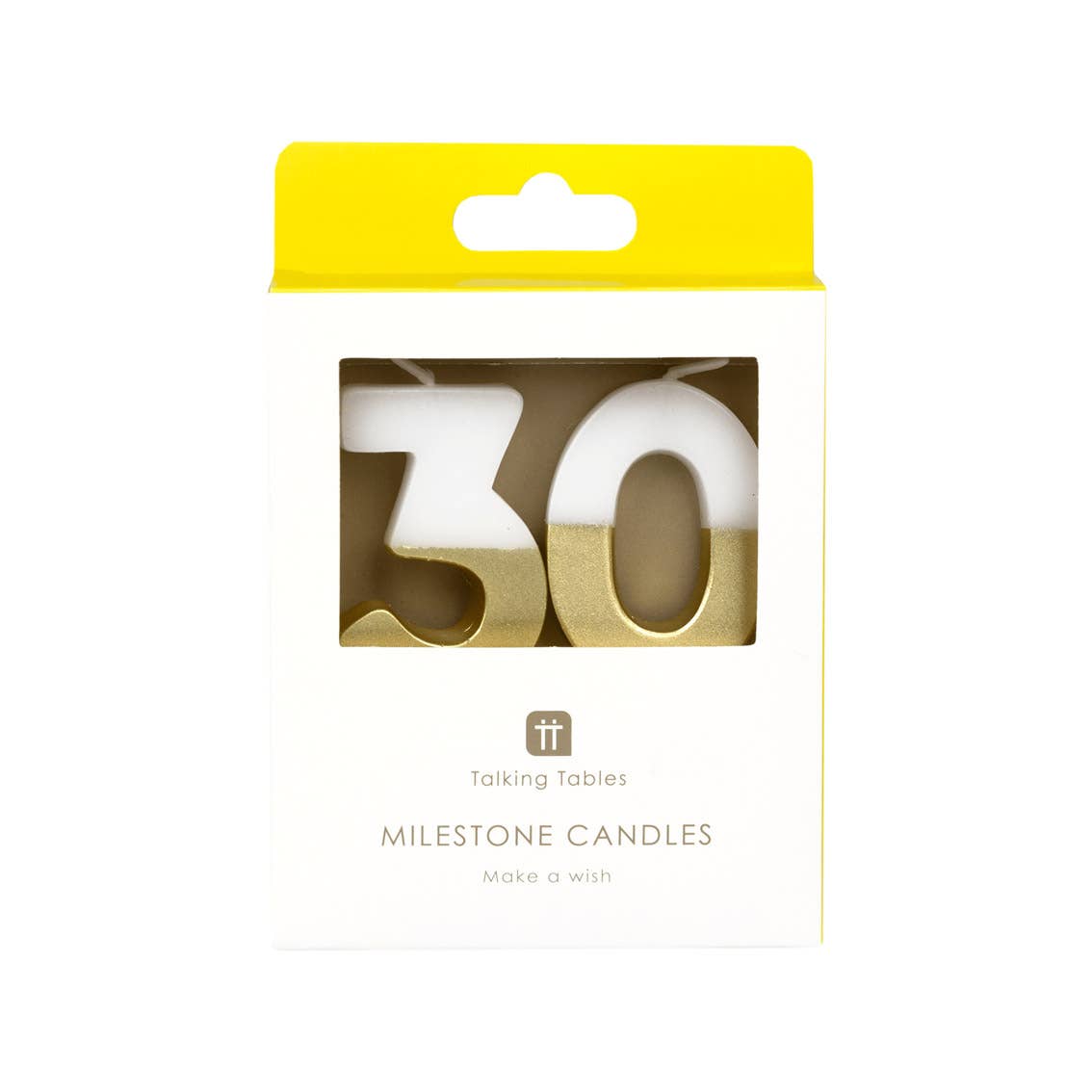 White & Gold Number Candle - 30 | Milestone Birthday |