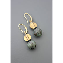 Load image into Gallery viewer, FERE29 Turquoise and brass bauble earrings
