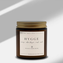 Load image into Gallery viewer, Hygge Soy Candle in Amber Jar with Gold Lid | 9 oz | 4 oz
