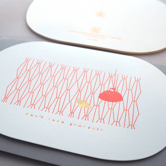 Letterpress window flower card : don't lose yourself