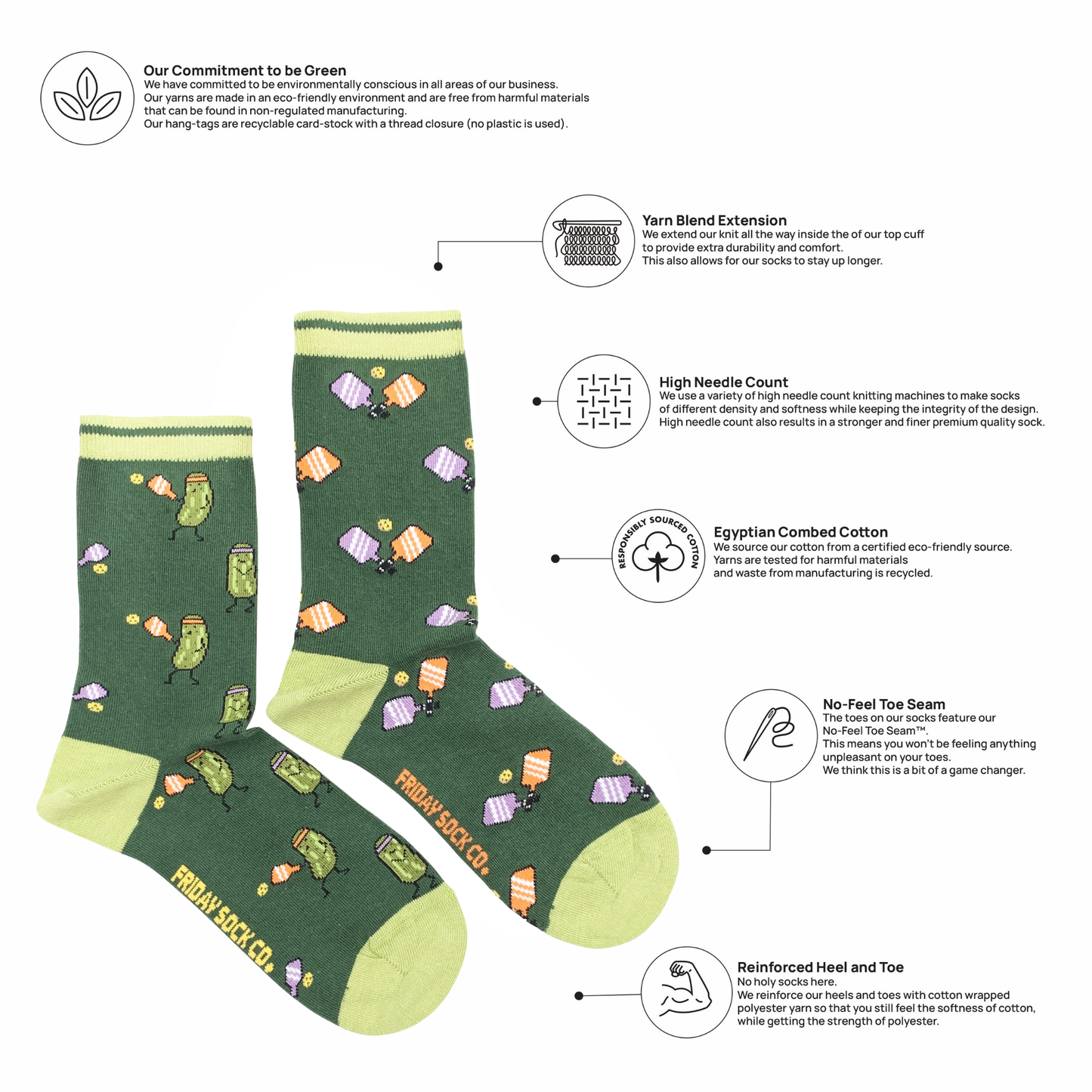 Women's Pickleball Mismatched Crew Socks