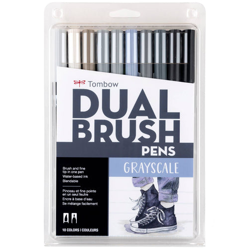 Dual Brush Pen Art Markers: Grayscale - 10-Pack - Front & Company: Gift Store