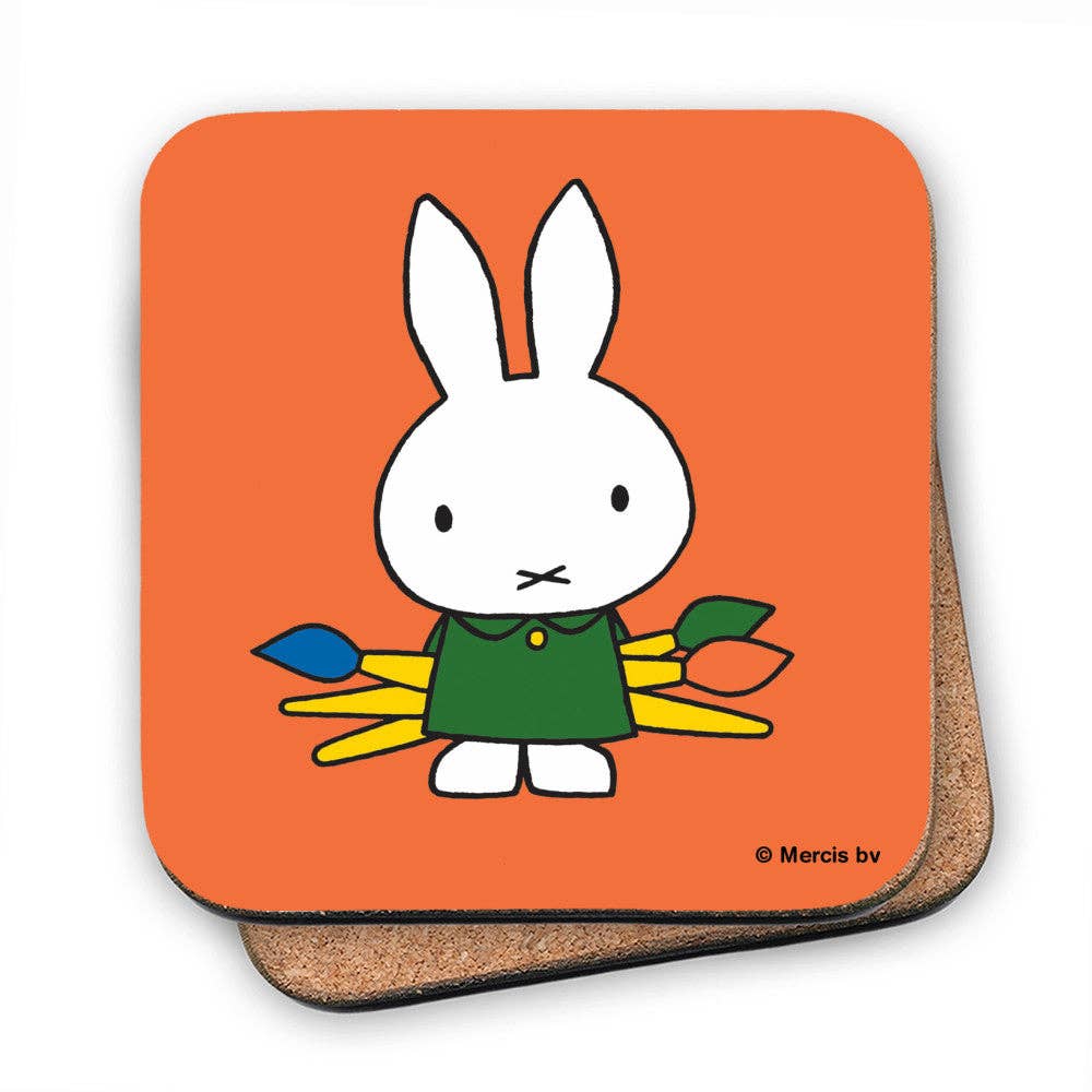 Miffy Holding Paintbrushes Cork Coaster