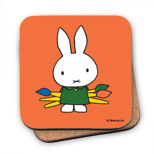 Miffy Holding Paintbrushes Cork Coaster