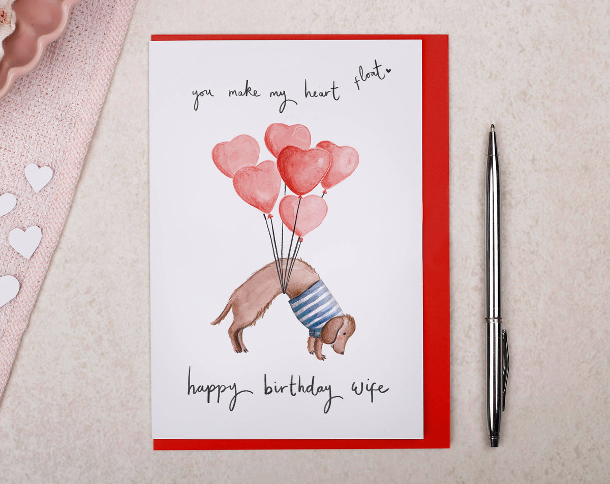 Dog Wife Birthday Card | Cute Sausage Dog Greeting Card